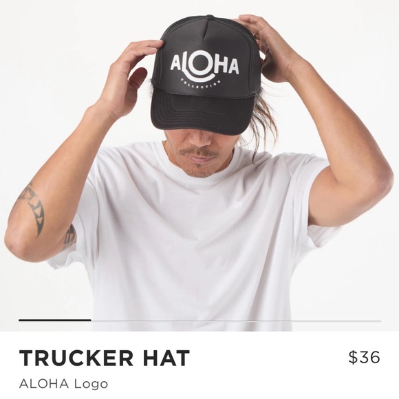 ALOHA Collection Black Logo Trucker Hat - Picture 2 of 5